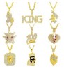 NUORO Factory Stock Iced Out Hip Hop Jewelry Unisex Gold Long Chain Bling Necklaces Men Gun Leaf Cartoon Hiphop Pendant Necklace