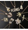 NUORO Factory Stock Iced Out Hip Hop Jewelry Unisex Gold Long Chain Bling Necklaces Men Gun Leaf Cartoon Hiphop Pendant Necklace