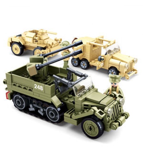 Model Toy Building Block Zhorya Sluban 552pcs World War II Model Set Toy Military Vehicles Army Assembly Building Block Set Toy