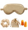 Hypoallergenic Smooth pirate eye patches Reusable Satin Blindfold Elastic Strap Night Eyeshade silk satin ear muffs & eye masks