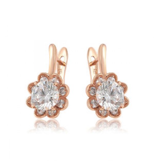 Jewelry 80114 Xuping 2020 Fashion Rose Gold Color Flower Shaped Stud Earrings Jewelry For Girl