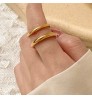 MICCI Wholesale Custom Non Tarnish Free Waterproof Minimalist Jewelry 18K Gold Plated Stainless Steel Circle Wire Finger Ring