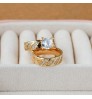 Waterproof and Tarnish Free Couple Ring Jewelry 18K Real Gold Plated Stainless Steel Zircon Diamond Engagement Wedding Ring
