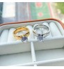 Waterproof and Tarnish Free Couple Ring Jewelry 18K Real Gold Plated Stainless Steel Zircon Diamond Engagement Wedding Ring