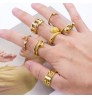 High End 18K Gold Plated Jewelry Trendy Wholesale Tarnish Free Stainless Steel Rings for Women