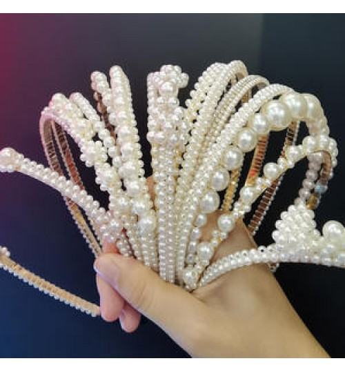 Factory Fashion Luxury Big Pearl Headband Women Bow Sunflower Hoops Girls Hair Accessories Fashion Jewelry